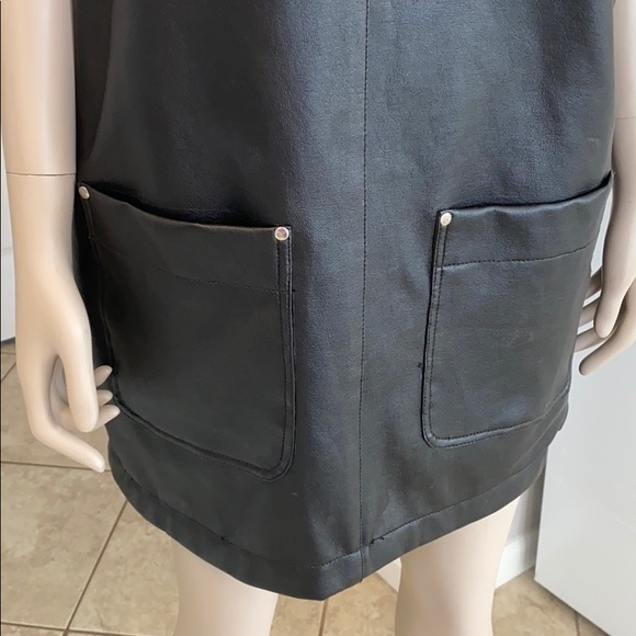 iLANA leather look black overall mini dress - Picture 6 of 14